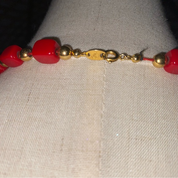 Trifari Red Beaded Necklace - Picture 7 of 7